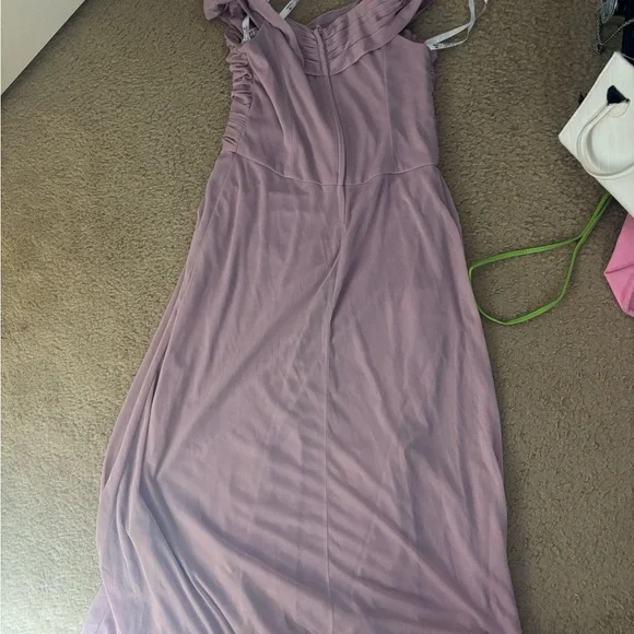 David's Bridal One Shoulder Mauve Dress - Picture 3 of 6